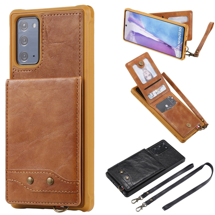 Vertical Flip Wallet Shockproof Back Cover Protective Case with Holder & Card Slots & Lanyard & Photos Frames For Samsung Galaxy Note20
