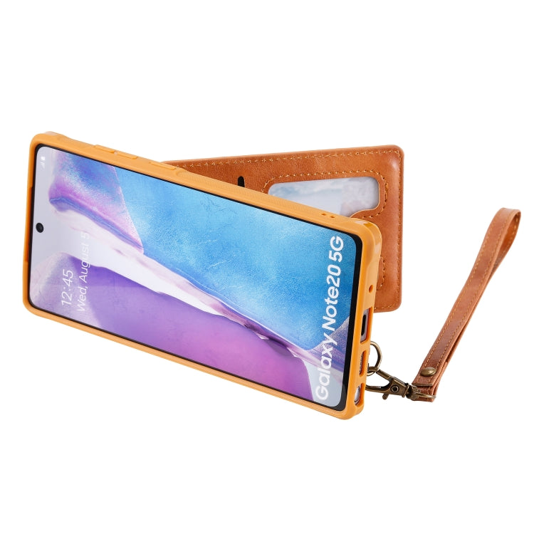Vertical Flip Wallet Shockproof Back Cover Protective Case with Holder & Card Slots & Lanyard & Photos Frames For Samsung Galaxy Note20