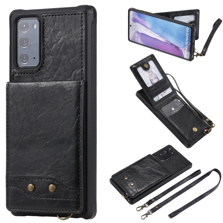 Vertical Flip Wallet Shockproof Back Cover Protective Case with Holder & Card Slots & Lanyard & Photos Frames For Samsung Galaxy Note20