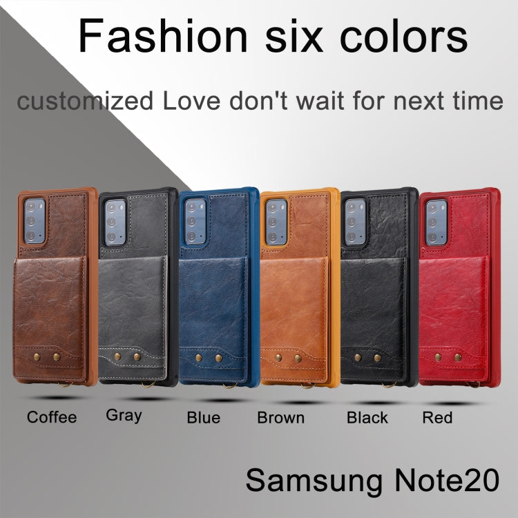 Vertical Flip Wallet Shockproof Back Cover Protective Case with Holder & Card Slots & Lanyard & Photos Frames For Samsung Galaxy Note20