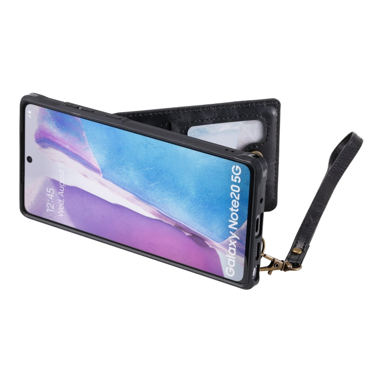 Vertical Flip Wallet Shockproof Back Cover Protective Case with Holder & Card Slots & Lanyard & Photos Frames For Samsung Galaxy Note20