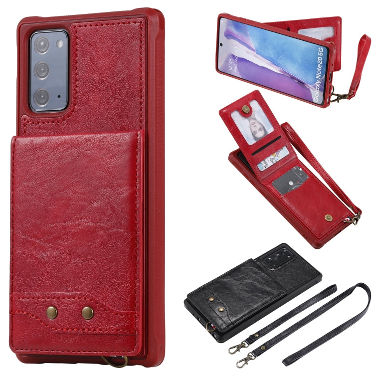 Vertical Flip Wallet Shockproof Back Cover Protective Case with Holder & Card Slots & Lanyard & Photos Frames For Samsung Galaxy Note20