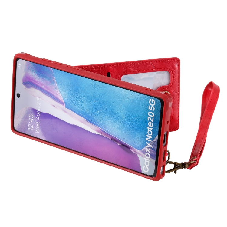 Vertical Flip Wallet Shockproof Back Cover Protective Case with Holder & Card Slots & Lanyard & Photos Frames For Samsung Galaxy Note20