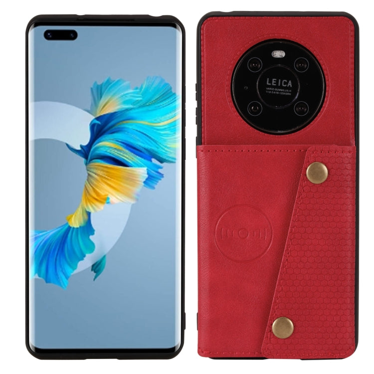 For Huawei Mate 40 Double Buckle PU + TPU Shockproof Magnetic Protective Case with Card Slot & Holder