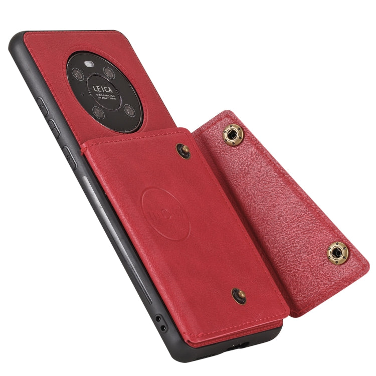 For Huawei Mate 40 Double Buckle PU + TPU Shockproof Magnetic Protective Case with Card Slot & Holder