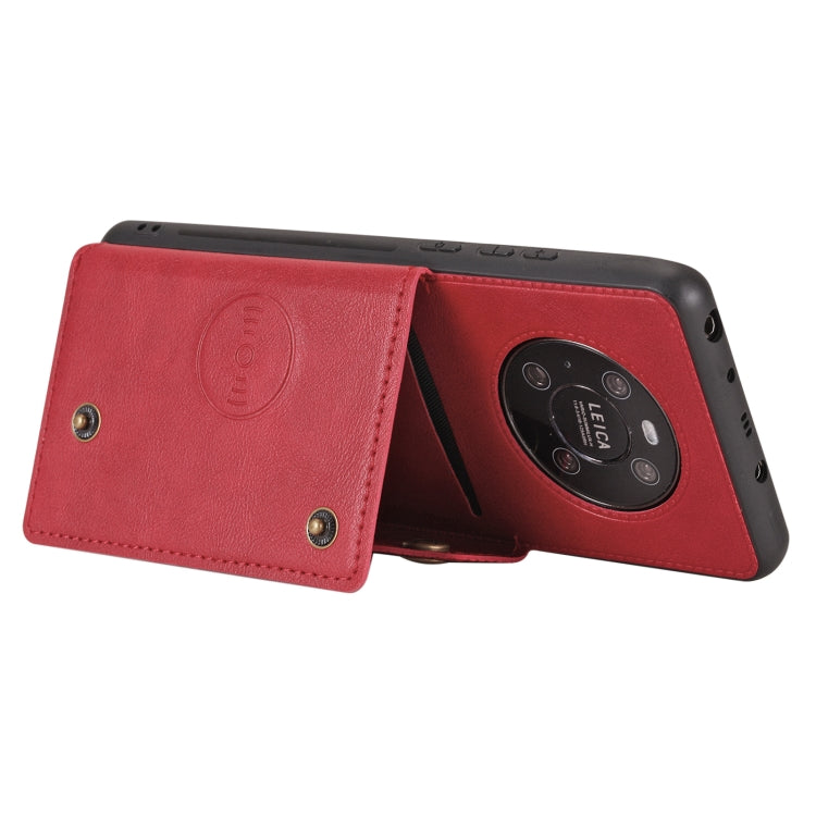 For Huawei Mate 40 Double Buckle PU + TPU Shockproof Magnetic Protective Case with Card Slot & Holder