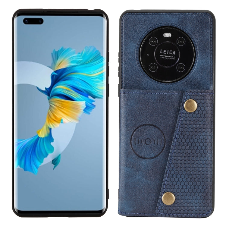 For Huawei Mate 40 Double Buckle PU + TPU Shockproof Magnetic Protective Case with Card Slot & Holder