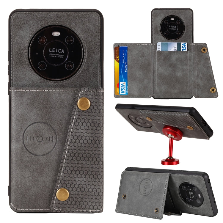 For Huawei Mate 40 Double Buckle PU + TPU Shockproof Magnetic Protective Case with Card Slot & Holder