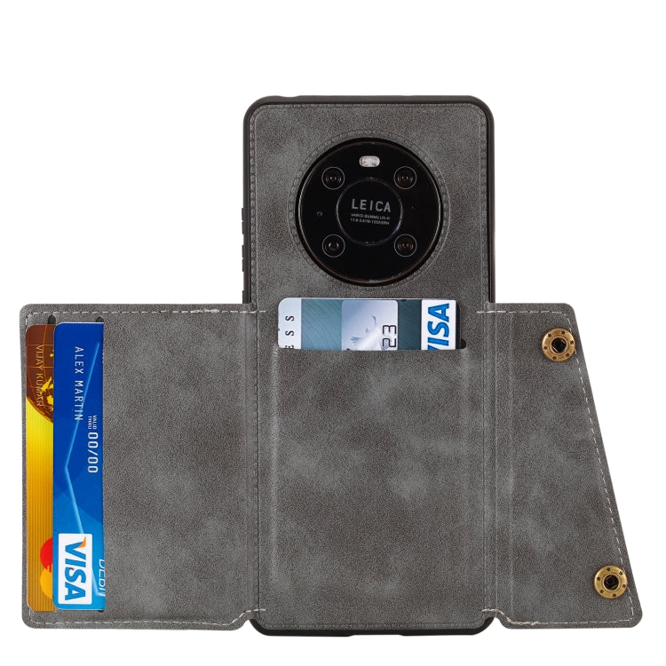 For Huawei Mate 40 Double Buckle PU + TPU Shockproof Magnetic Protective Case with Card Slot & Holder