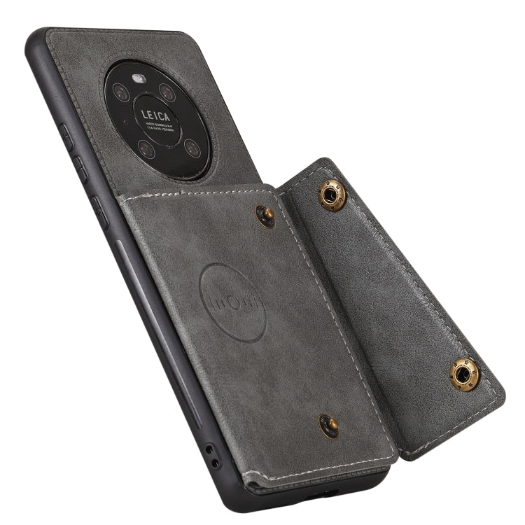 For Huawei Mate 40 Double Buckle PU + TPU Shockproof Magnetic Protective Case with Card Slot & Holder