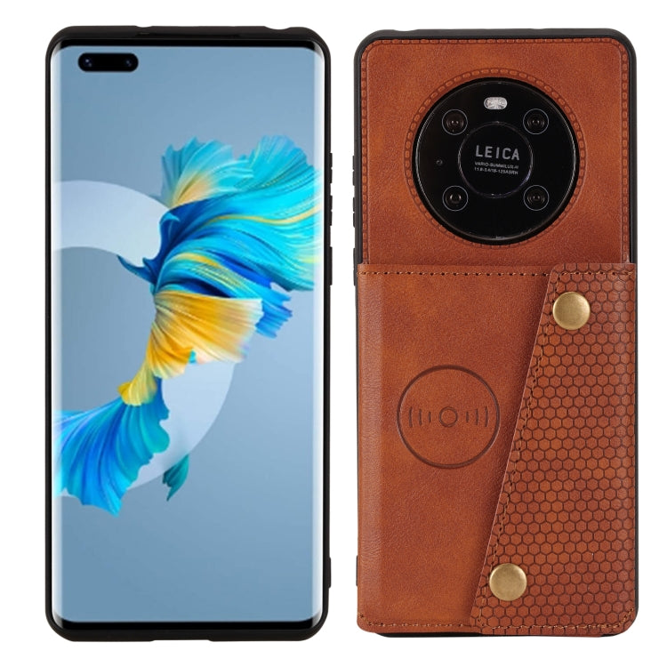 For Huawei Mate 40 Double Buckle PU + TPU Shockproof Magnetic Protective Case with Card Slot & Holder