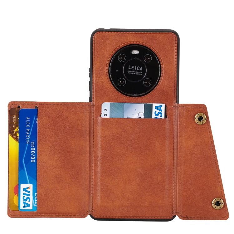 For Huawei Mate 40 Double Buckle PU + TPU Shockproof Magnetic Protective Case with Card Slot & Holder