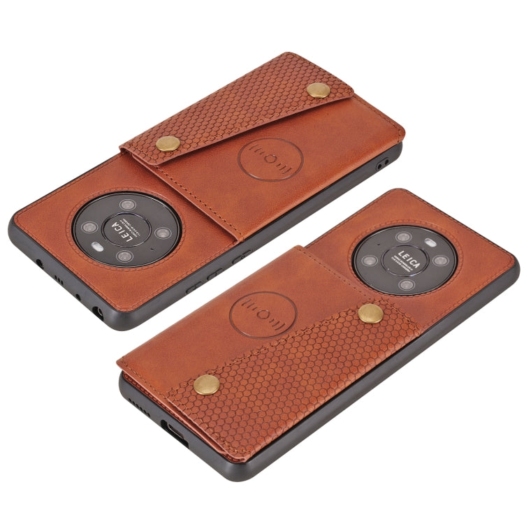 For Huawei Mate 40 Double Buckle PU + TPU Shockproof Magnetic Protective Case with Card Slot & Holder
