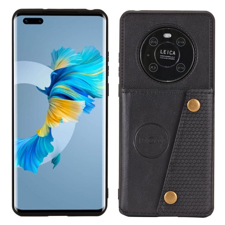 For Huawei Mate 40 Double Buckle PU + TPU Shockproof Magnetic Protective Case with Card Slot & Holder