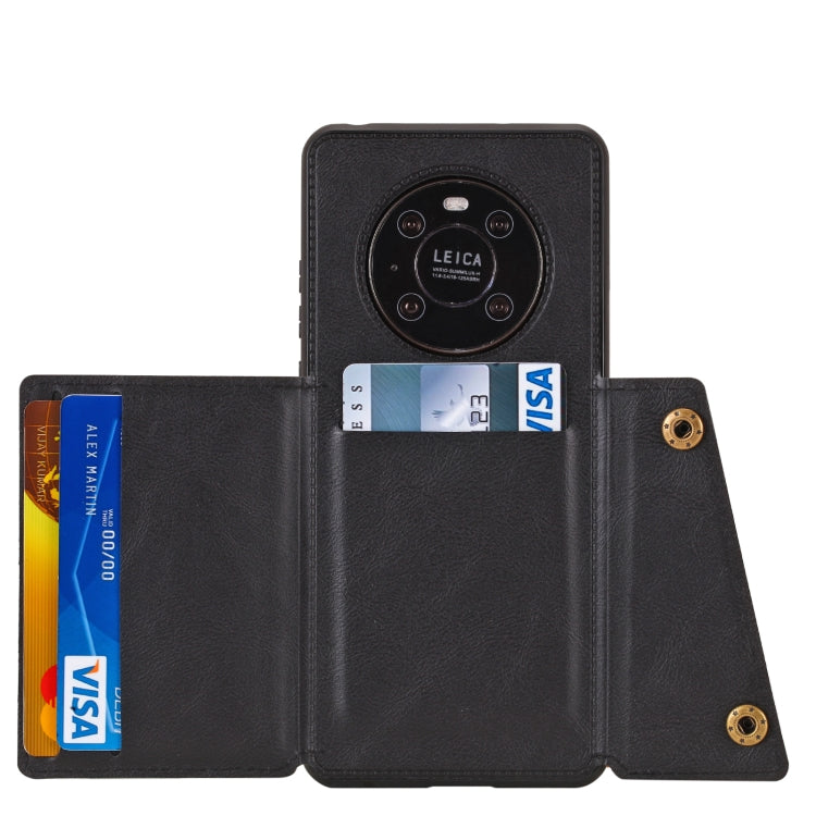 For Huawei Mate 40 Double Buckle PU + TPU Shockproof Magnetic Protective Case with Card Slot & Holder