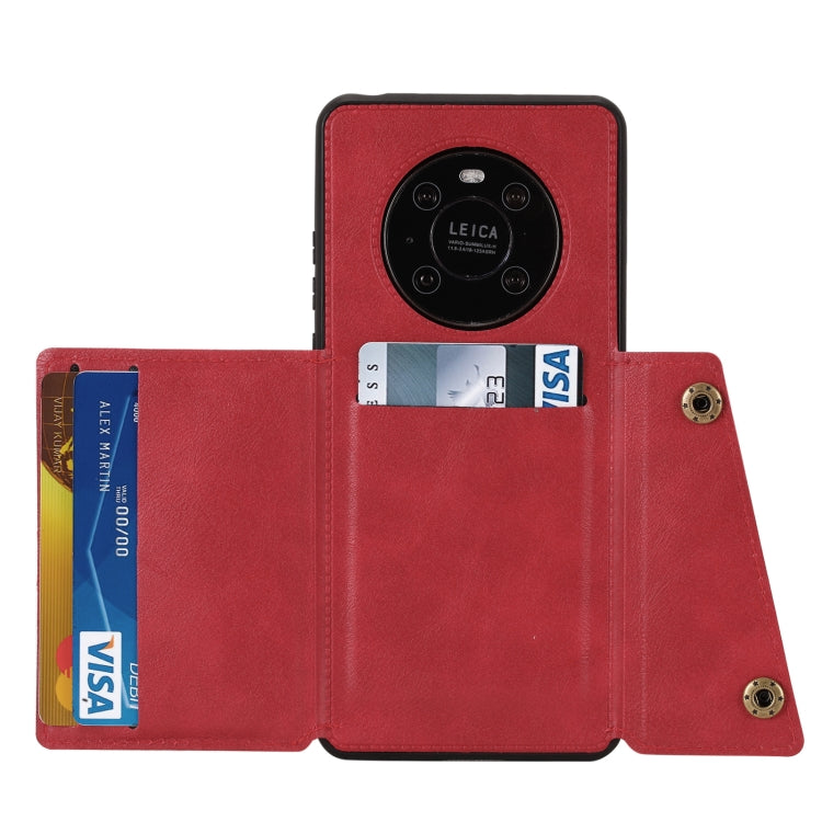 For Huawei Mate 40 Pro Double Buckle PU + TPU Shockproof Magnetic Protective Case with Card Slot & Holder