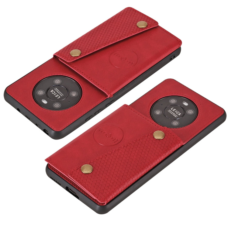 For Huawei Mate 40 Pro Double Buckle PU + TPU Shockproof Magnetic Protective Case with Card Slot & Holder