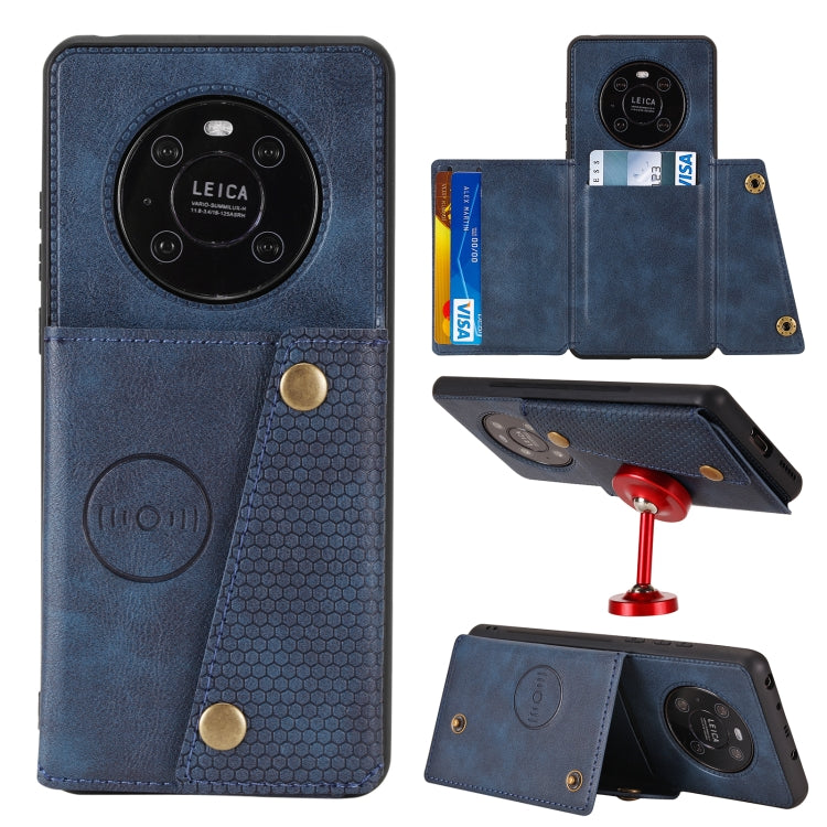 For Huawei Mate 40 Pro Double Buckle PU + TPU Shockproof Magnetic Protective Case with Card Slot & Holder