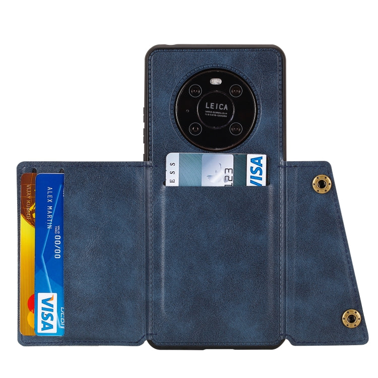 For Huawei Mate 40 Pro Double Buckle PU + TPU Shockproof Magnetic Protective Case with Card Slot & Holder