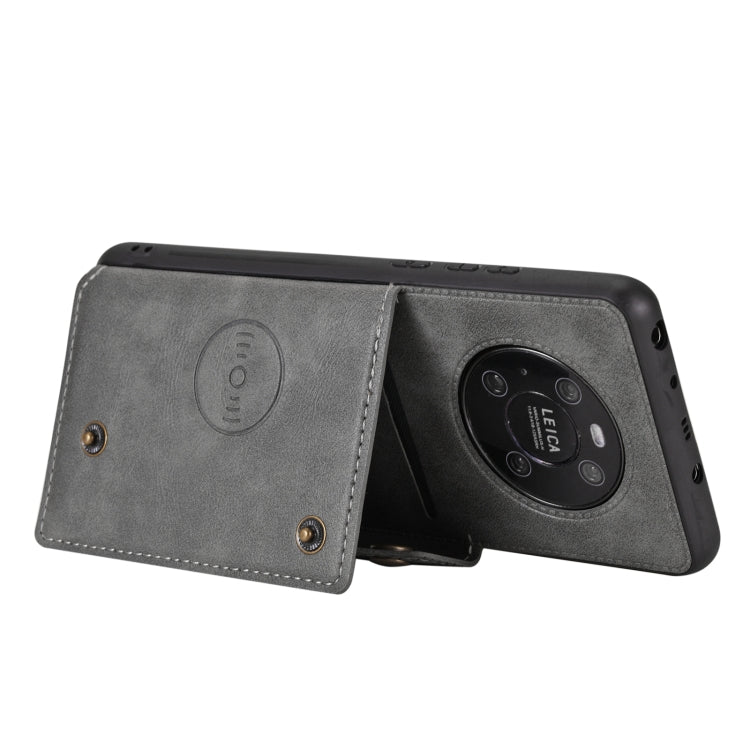 For Huawei Mate 40 Pro Double Buckle PU + TPU Shockproof Magnetic Protective Case with Card Slot & Holder