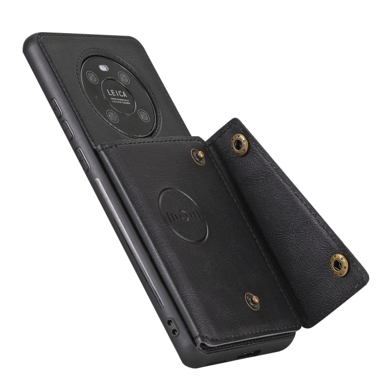 For Huawei Mate 40 Pro Double Buckle PU + TPU Shockproof Magnetic Protective Case with Card Slot & Holder