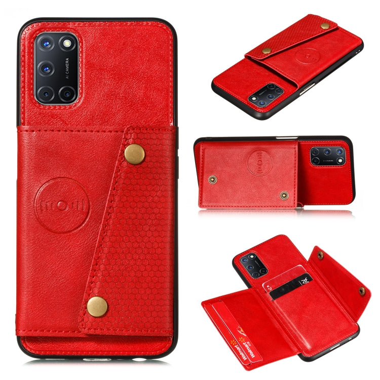 For Huawei Y7a Double Buckle PU + TPU Shockproof Magnetic Protective Case with Card Slot & Holder
