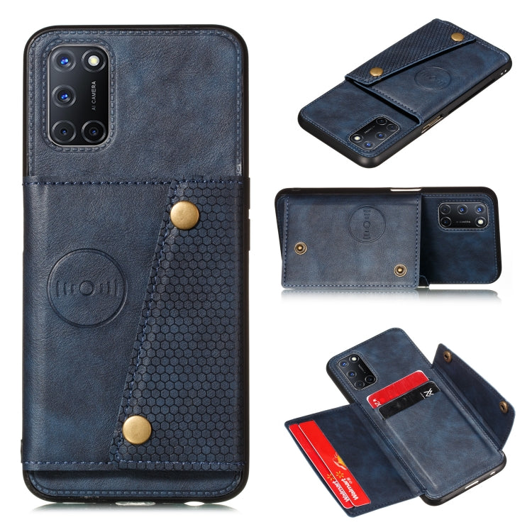For Huawei Y7a Double Buckle PU + TPU Shockproof Magnetic Protective Case with Card Slot & Holder