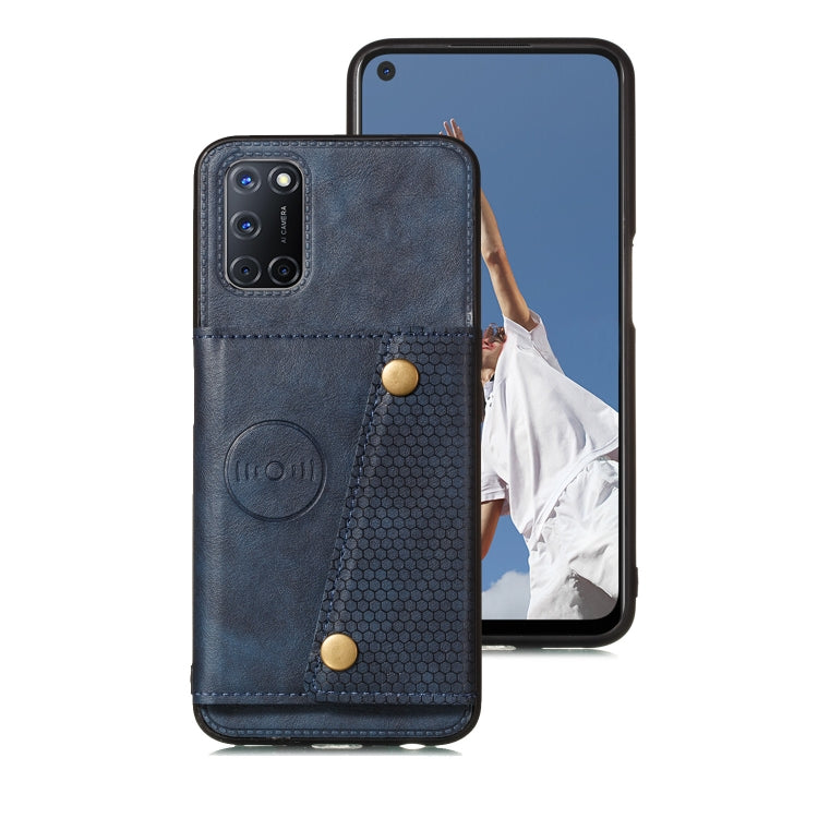 For Huawei Y7a Double Buckle PU + TPU Shockproof Magnetic Protective Case with Card Slot & Holder