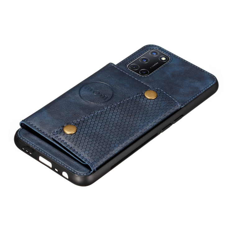 For Huawei Y7a Double Buckle PU + TPU Shockproof Magnetic Protective Case with Card Slot & Holder