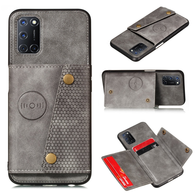 For Huawei Y7a Double Buckle PU + TPU Shockproof Magnetic Protective Case with Card Slot & Holder