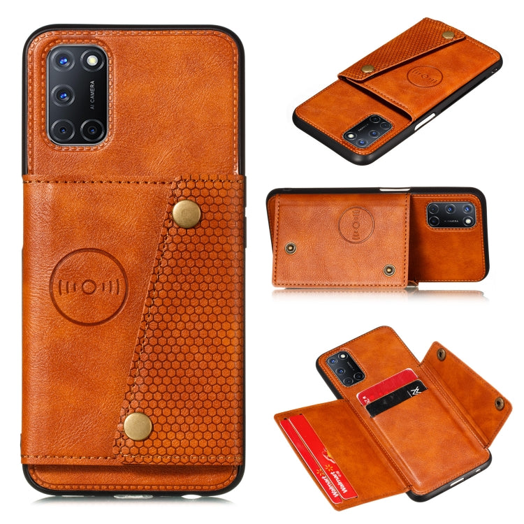 For Huawei Y7a Double Buckle PU + TPU Shockproof Magnetic Protective Case with Card Slot & Holder