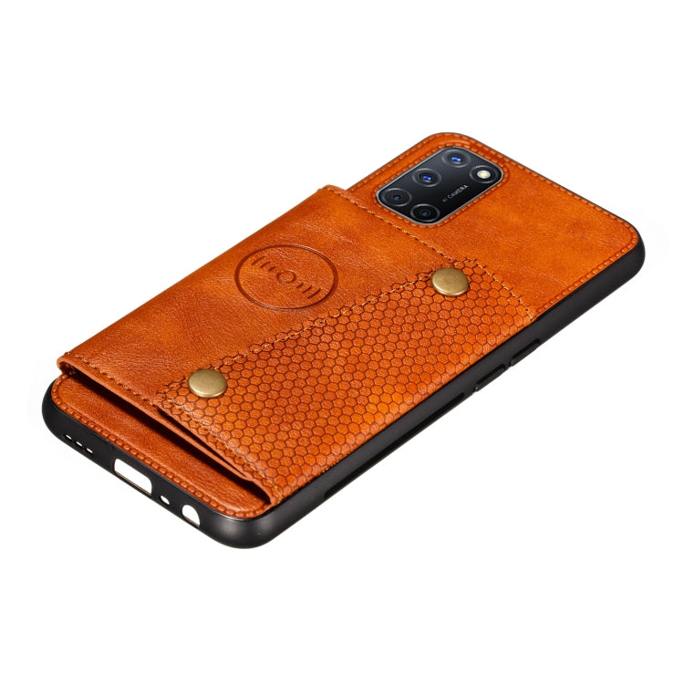 For Huawei Y7a Double Buckle PU + TPU Shockproof Magnetic Protective Case with Card Slot & Holder