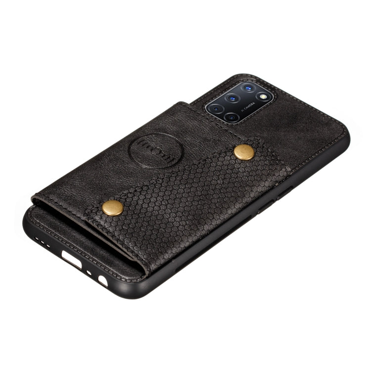 For Huawei Y7a Double Buckle PU + TPU Shockproof Magnetic Protective Case with Card Slot & Holder