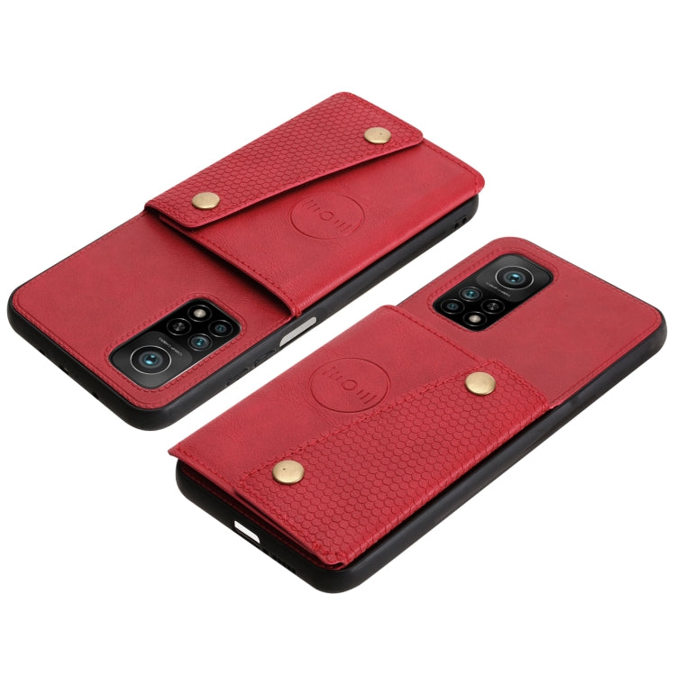 For Xiaomi Mi 10T Pro 5G Double Buckle PU + TPU Shockproof Magnetic Protective Case with Card Slot & Holder