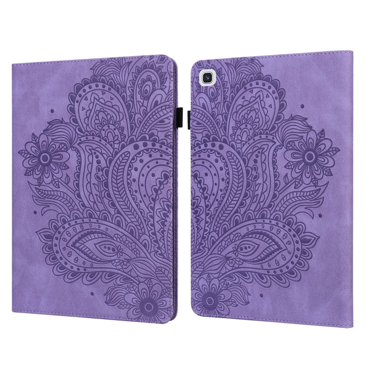 For Samsung Galaxy Tab A7 T500 Peacock Embossed Pattern TPU + PU Horizontal Flip Leather Case with Holder & Card Slots & Wallet
