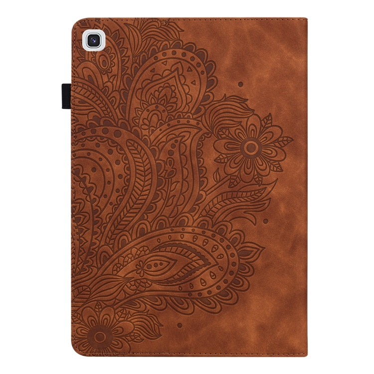 For Samsung Galaxy Tab A7 T500 Peacock Embossed Pattern TPU + PU Horizontal Flip Leather Case with Holder & Card Slots & Wallet