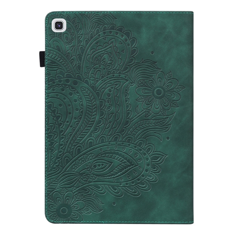 For Samsung Galaxy Tab A7 T500 Peacock Embossed Pattern TPU + PU Horizontal Flip Leather Case with Holder & Card Slots & Wallet