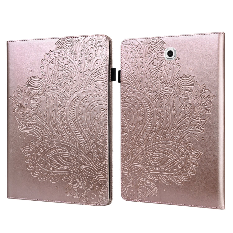 For Samsung Galaxy Tab S2 9.7 T815 Peacock Embossed Pattern TPU + PU Horizontal Flip Leather Case with Holder & Card Slots & Wallet