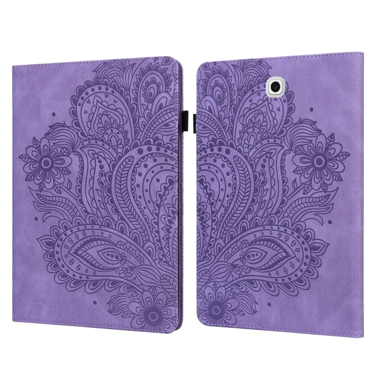 For Samsung Galaxy Tab S2 9.7 T815 Peacock Embossed Pattern TPU + PU Horizontal Flip Leather Case with Holder & Card Slots & Wallet