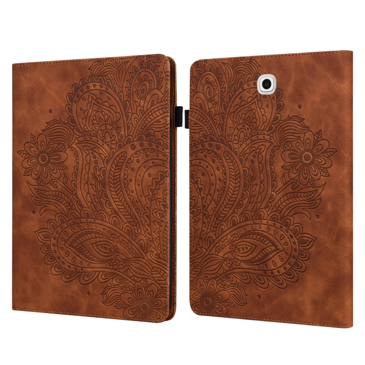 For Samsung Galaxy Tab S2 9.7 T815 Peacock Embossed Pattern TPU + PU Horizontal Flip Leather Case with Holder & Card Slots & Wallet