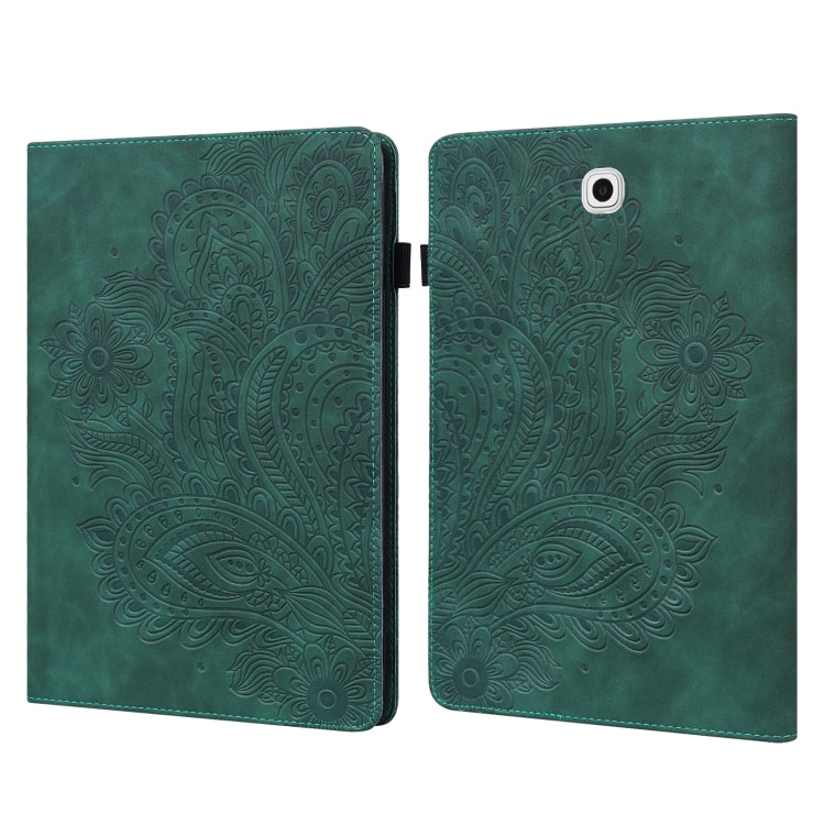 For Samsung Galaxy Tab S2 9.7 T815 Peacock Embossed Pattern TPU + PU Horizontal Flip Leather Case with Holder & Card Slots & Wallet