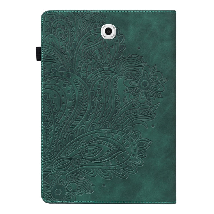 For Samsung Galaxy Tab S2 9.7 T815 Peacock Embossed Pattern TPU + PU Horizontal Flip Leather Case with Holder & Card Slots & Wallet