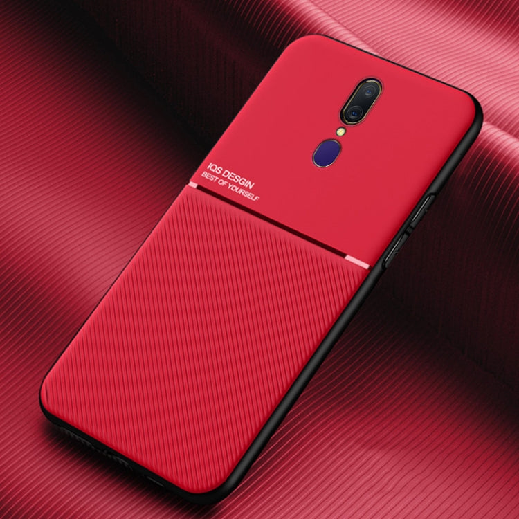 For OPPO A9 & A9x Classic Tilt Strip Grain Magnetic Shockproof PC + TPU Case