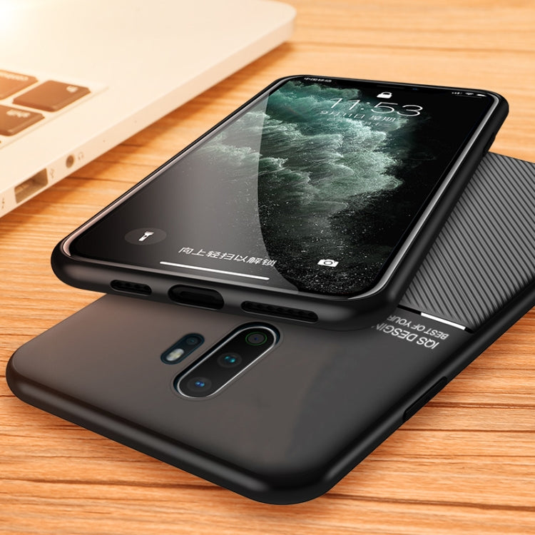 For OPPO A11x Classic Tilt Strip Grain Magnetic Shockproof PC + TPU Case