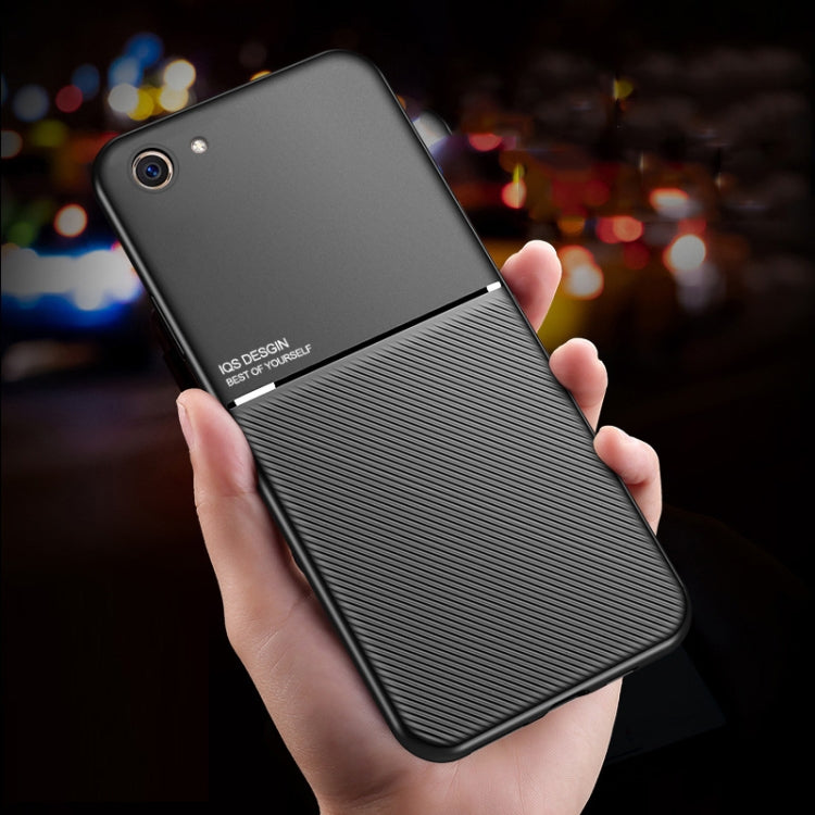 For OPPO A83 Classic Tilt Strip Grain Magnetic Shockproof PC + TPU Case