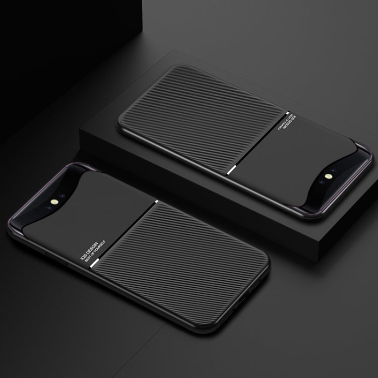 For OPPO Find X Classic Tilt Strip Grain Magnetic Shockproof PC + TPU Case