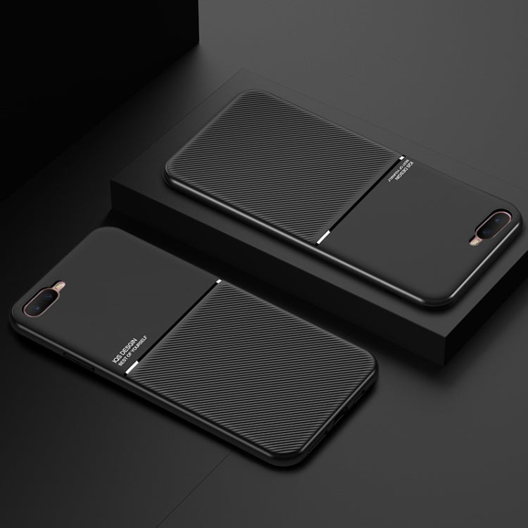 For OPPO K1 Classic Tilt Strip Grain Magnetic Shockproof PC + TPU Case