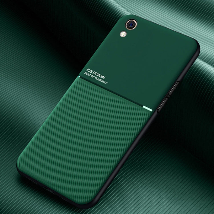 For OPPO R9 Classic Tilt Strip Grain Magnetic Shockproof PC + TPU Case