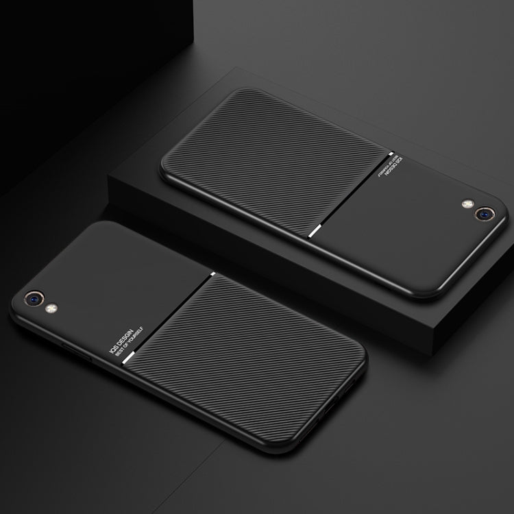 For OPPO R9 Classic Tilt Strip Grain Magnetic Shockproof PC + TPU Case