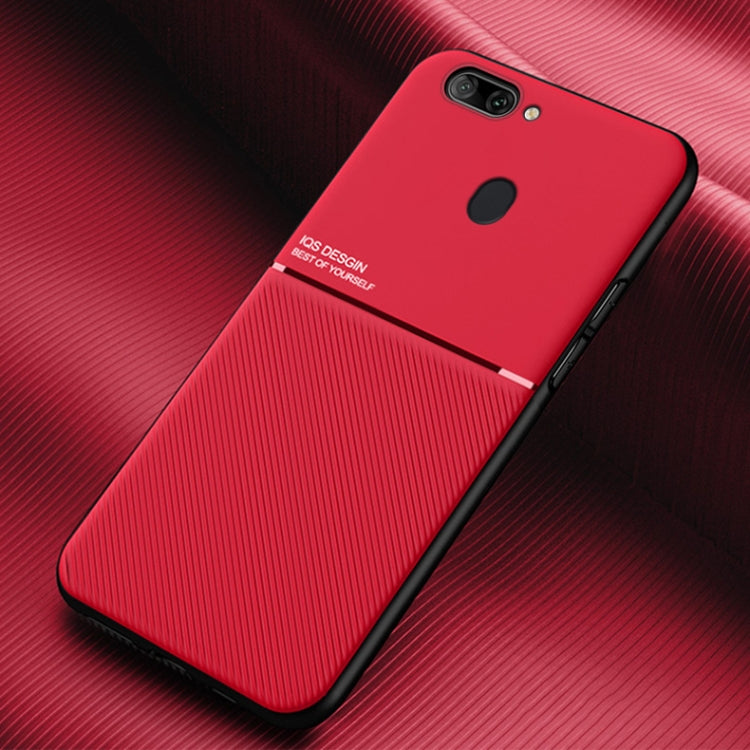 For OPPO R11s Classic Tilt Strip Grain Magnetic Shockproof PC + TPU Case